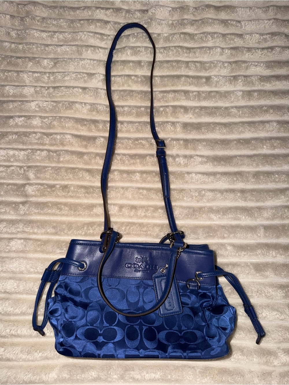 Coach Signature Jacquard Drawstring Shoulder Bag